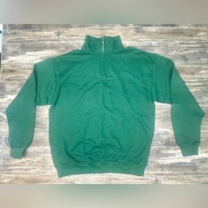 Jerzees Sweatshirt Quarter Zip Pullover - Fleece Green Sweatshirt Men’s L - NWOT
